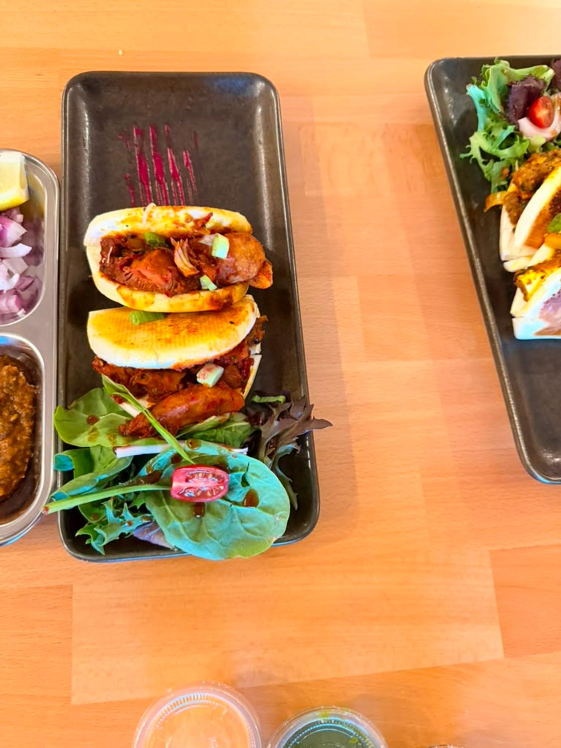 Spiced pav sliders with fresh greens
